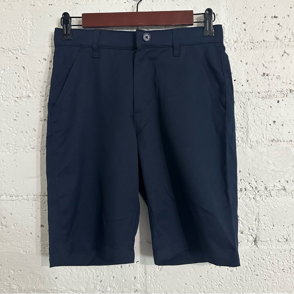 French Toast Boys Shorts 14 Navy Blue Flat Front Moisture Wicking Stretch NEW C4
